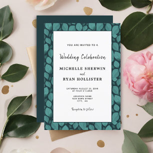 Elegantes Türkisblatt-Muster Botanische Hochzeit Einladung
