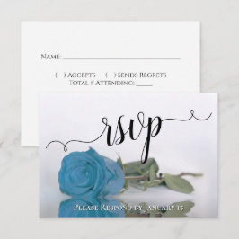 Elegantes Türkisblau reflektierend Rose Hochzeit RSVP Karte