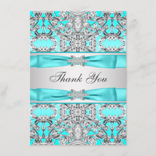 Elegantes Türkisblau Silber Danke