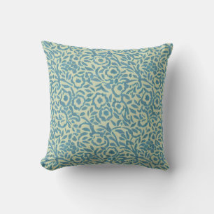 Elegantes Türkisblau und grünes florales Abstract Kissen