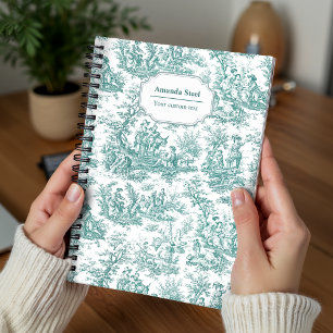 Elegantes Türkises Französisches Land Toile de Jou Notizblock