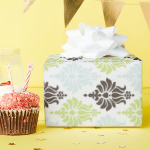 Elegantes türkisfarbenes Damastmuster Geschenkpapier