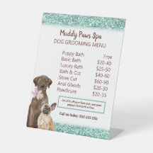 Elegantes türkisfarbenes Dog Grooming Menu für Gli