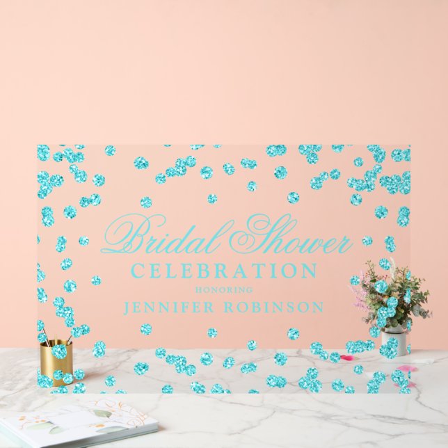 Elegantes türkisfarbenes Glitzer Brautparty Willko Acrylschild (Hochzeit)