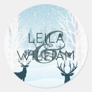 Elegantes türkisfarbenes Hochzeitsdesign hellblau Runder Aufkleber