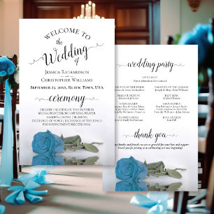 Elegantes türkisfarbenes Hochzeitsprogramm für die