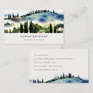 Elegantes Tuscien Italien Aquarell-Landschaft Visitenkarte