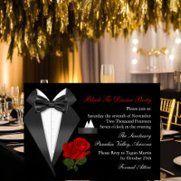 Elegantes Tux & Rose Schwarze Krawatte Abendessen 