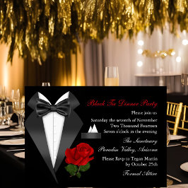 Elegantes Tux & Rose Schwarze Krawatte Abendessen  Einladung