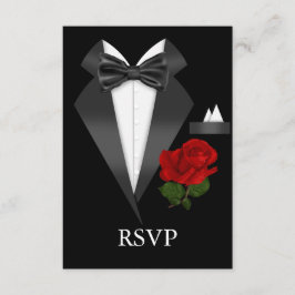 Elegantes Tux & Rose Schwarze Krawatte Party UAWG RSVP Karte