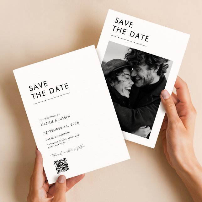 Elegantes Typografie-Foto Save the Date Einladung (Von Creator hochgeladen)