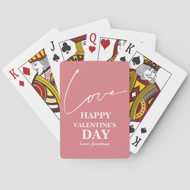 Elegantes Typografie-Valentinstag Spielkarten (Rückseite)