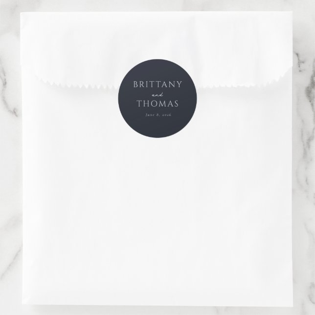 Elegantes, typografisches Navy Runder Aufkleber (Tasche)