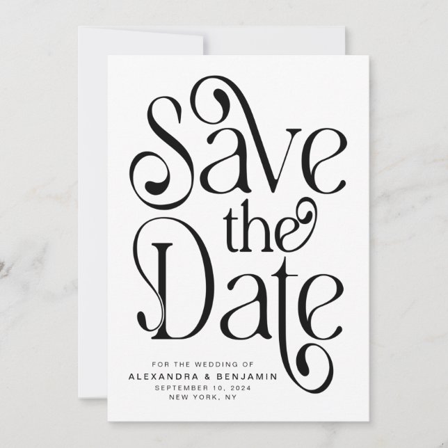 Elegantes Typografy Foto Wedding Save The Date (Vorderseite)