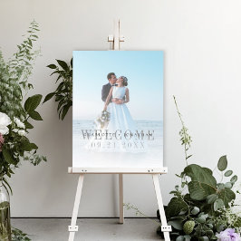 Elegantes Typografy Foto Wedding Welcome Sign