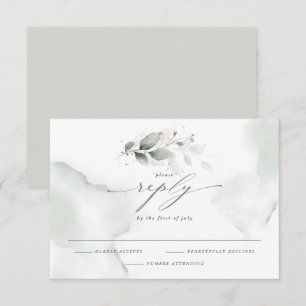 Elegantes UAWG Watercolor Foliage Dusty Green RSVP Karte