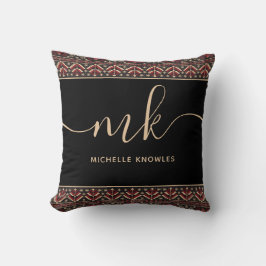 Elegantes ukrainisches Muster Stilvolles Monogramm Kissen