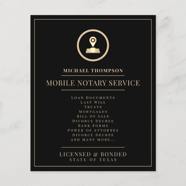 Elegantes und berufliches Schwarz und Gold Flyer (Vorne)