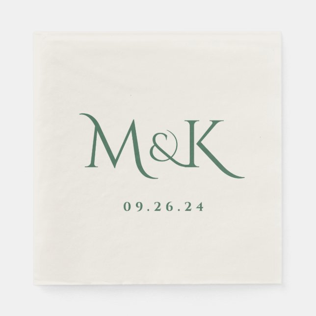 Elegantes und einfaches Emerald Green Wedding Mono Serviette (Vorderseite)