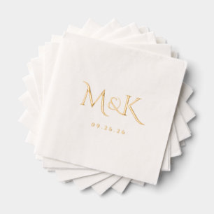 Elegantes und einfaches Hochzeitsmonogramm Servietten Mit Folie