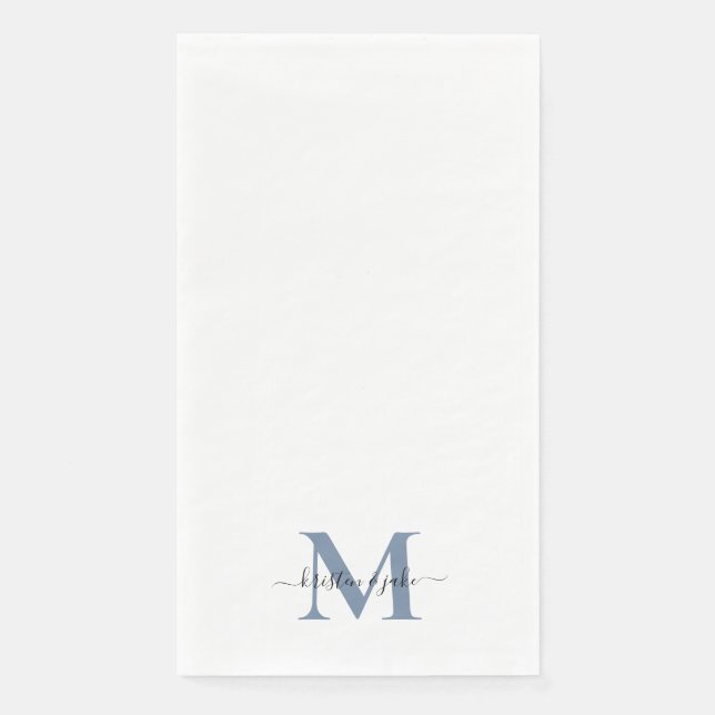 Elegantes und einfaches Periwinkle-Monogramm mit S Serviette (Vorderseite)