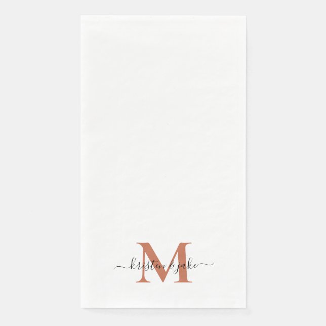 Elegantes und einfaches Terrakotta-Monogramm-Swash Serviette (Vorderseite)