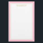 Elegantes und feminines rosa Gold Personalisiert Briefpapier<br><div class="desc">Personalisieren Sie dieses elegante und feminine Schreibpapier mit Ihrem Namen und Text. Dicke rosa und dünne goldene Grenze.</div>