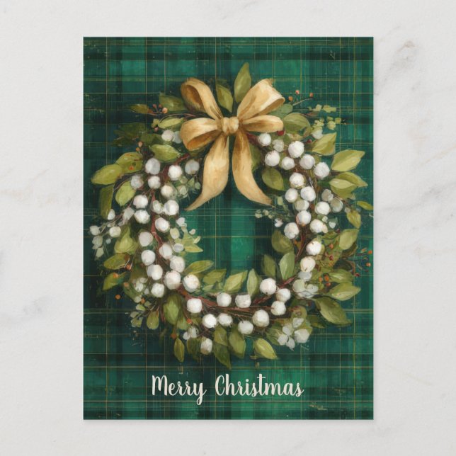 Elegantes und festliches Weihnachtskranzdesign Postkarte (Vorderseite)