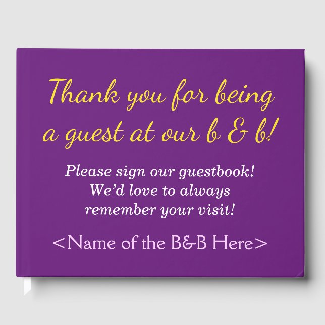 Elegantes und konservatives B-and-B-Besucherbuch Gästebuch (Vorderseite)