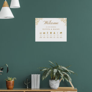 Elegantes und minimales Hochzeitsablauf-Schild Poster