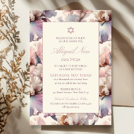 Elegantes und modernes Blush Floral Bat Mitzvah Einladung