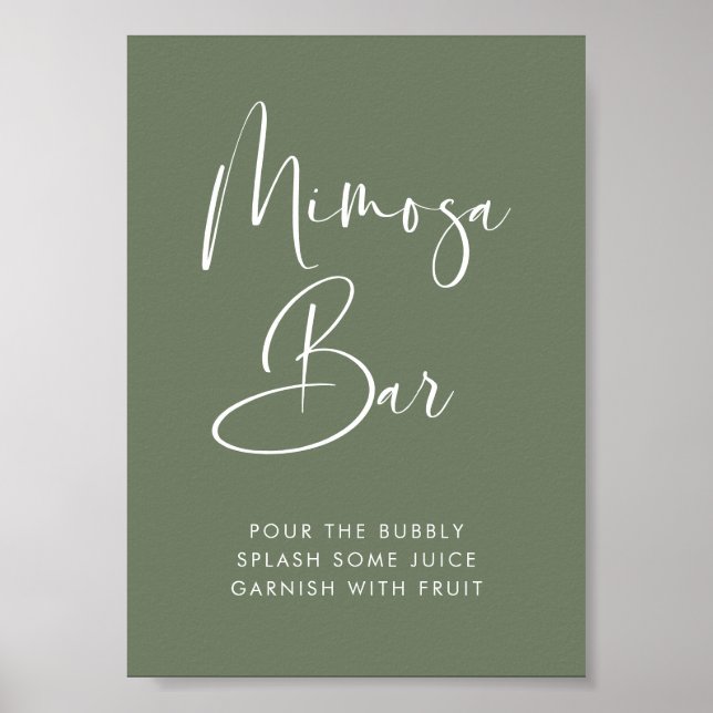 Elegantes und modernes dunkles Sage Green Mimosa B Poster (Vorne)