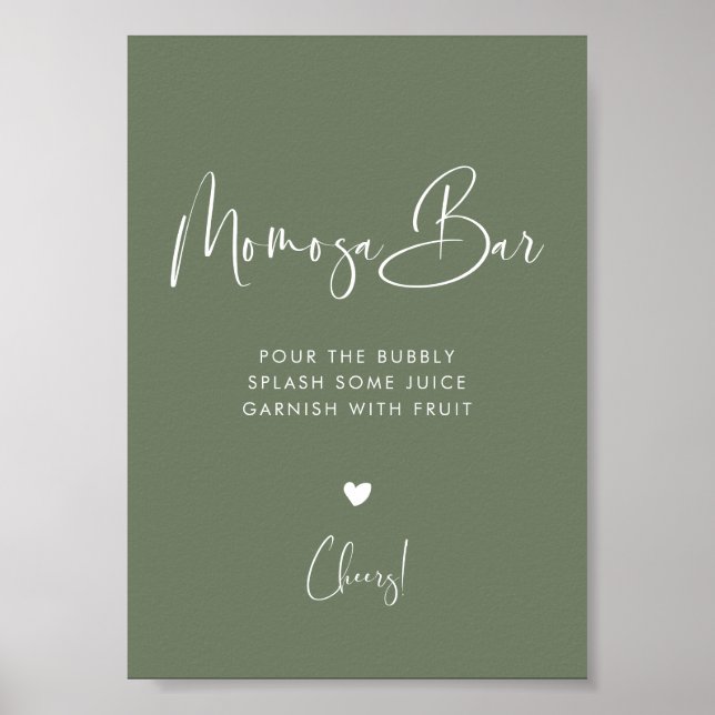 Elegantes und modernes dunkles Sage Green Momosa-B Poster (Vorne)