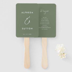 Elegantes und modernes dunkles Sage Green Wedding Fächer