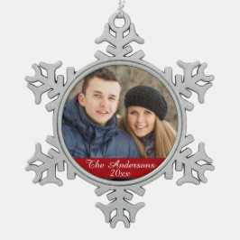 Elegantes und modernes Foto Schneeflocken Zinn-Ornament