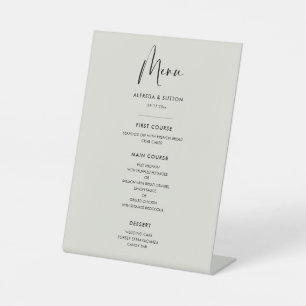 Elegantes und modernes Hochzeitsmenü mit lichtdurc Sockelschild