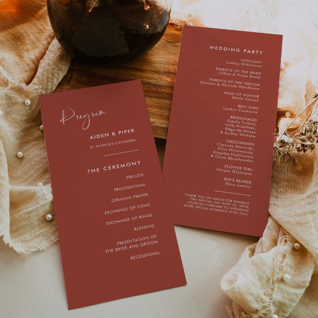 Elegantes und modernes Hochzeitsprogramm Terracott Programm (Von Creator hochgeladen)