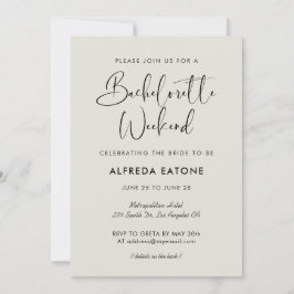 Elegantes und modernes Licht Bachelorette Wochenen Einladung