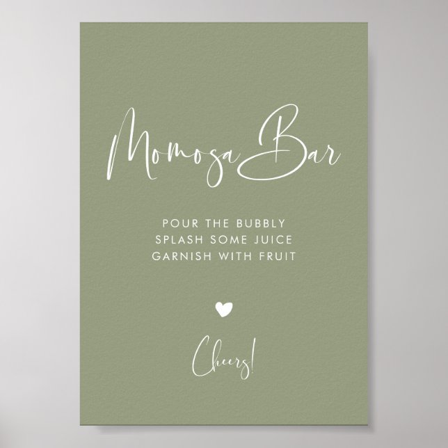Elegantes und modernes Sage Green Momosa Bar Poster (Vorne)