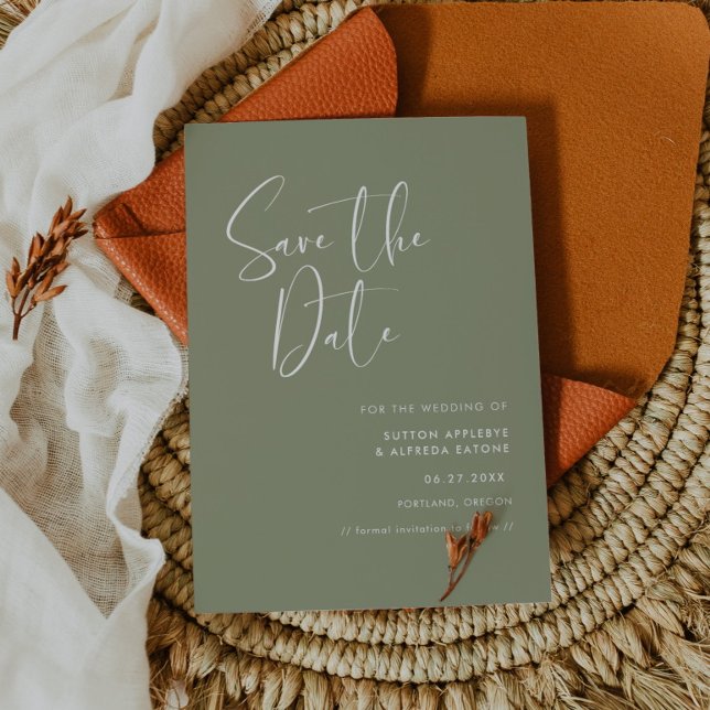 Elegantes und modernes schlinggrün save the date (Von Creator hochgeladen)