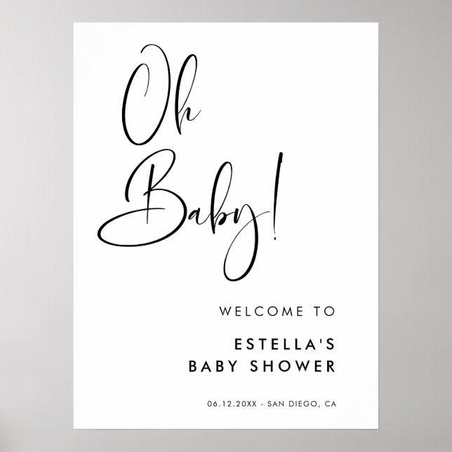 Elegantes und modernes Schwarz-Weiß-Baby Poster (Vorne)