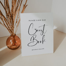 Elegantes und modernes Schwarz-Weiß Gästebuch Sockelschild