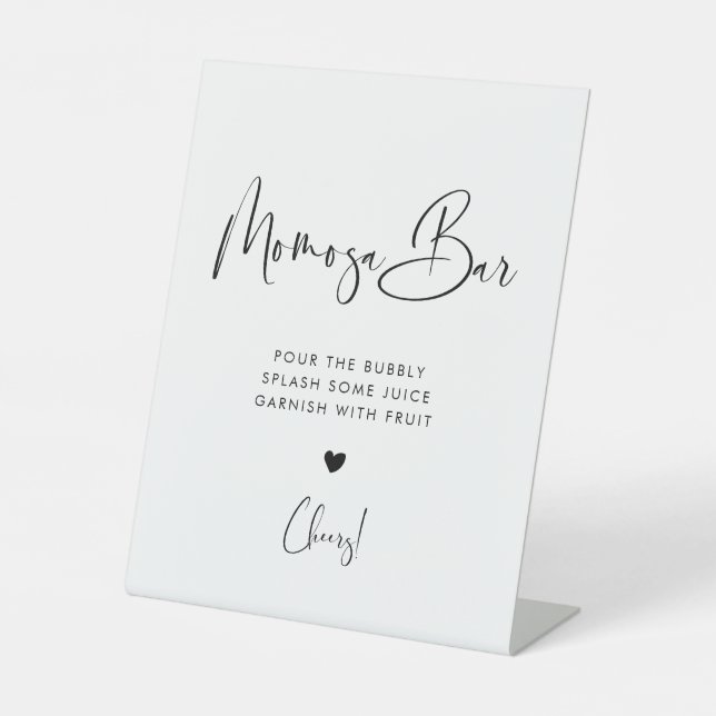 Elegantes und modernes Schwarz-Weiß-Momosa-Bar Sockelschild (Vorderseite)
