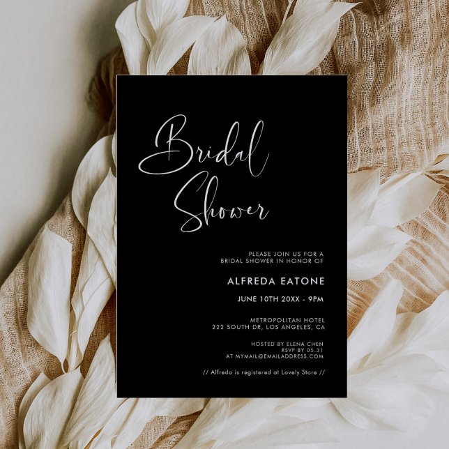 Elegantes und modernes Schwarzes Brautparty Einladung (Von Creator hochgeladen)