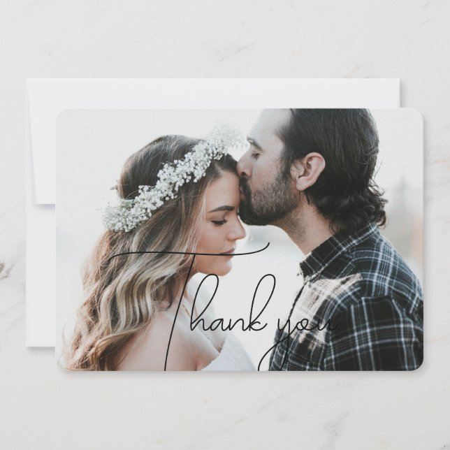 Elegantes und modernes Schwarzes Skript Vielen Dan Dankeskarte (Vorderseite)