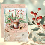 Elegantes und nostalgisches Hot Cocoa and Cookies  Einladung<br><div class="desc">Rosa,  grün,  duskyrot und Zimtbraun Weihnachtsfeiertag "Hot Cocoa and Cookies" Party-Design.</div>