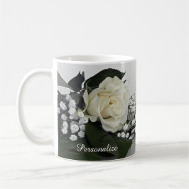Elegantes und romantisches Weißes Rosenpersonalize Kaffeetasse