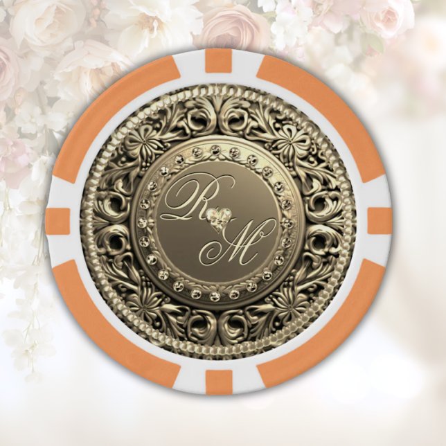 Elegantes und schönes Monogramm Pokerchips (Von Creator hochgeladen)