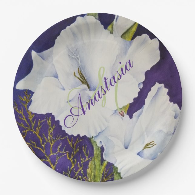 ELEGANTES UND SOPHISTISIERTES PARTY-MONOGRAMM PAPPTELLER (Vorderseite)