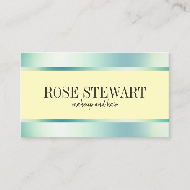 Elegantes und stilvolles Minzgrün Make-up und Haar Visitenkarte (Vorderseite)